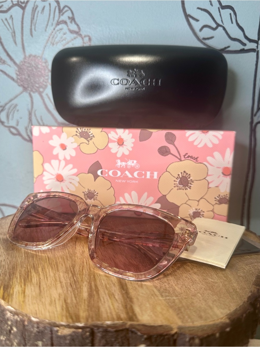 Coach Transparent Pink Floral Sunglasses